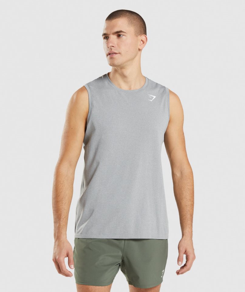 Men\'s Gymshark Arrival Seamless Tanks Grey | CA 7831AD